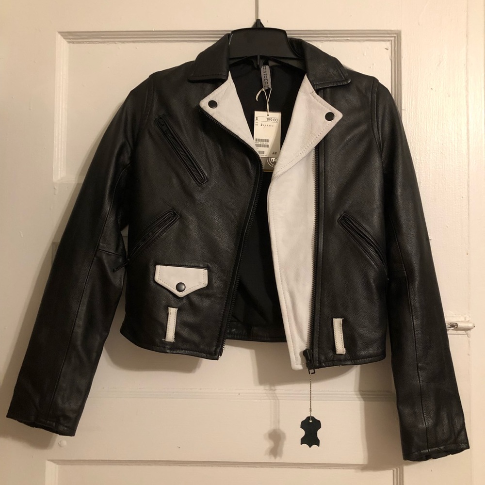 Genuine Leather Moto Jacket H&M Divided NWT Size 2